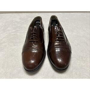 Bally Shoes Mens Size 7.5 D Marconi Brown Oxford Leather Plain Toe Dress Cap Toe